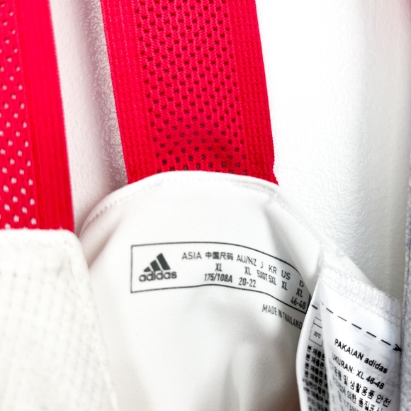 Adidas White Grey & Pink Racerback Athletic Top with Built-In Sports Bra - Picture 3 of 12